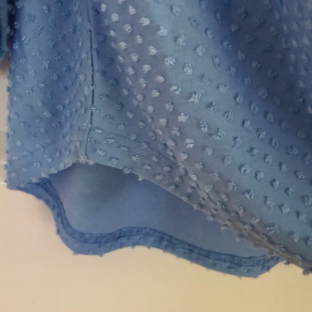 Ruby Rd.  Horseshoe Neck Blue Swiss Dot 3/4 Lantern Sleeve Size Medium Fresh Tak - Picture 6 of 9